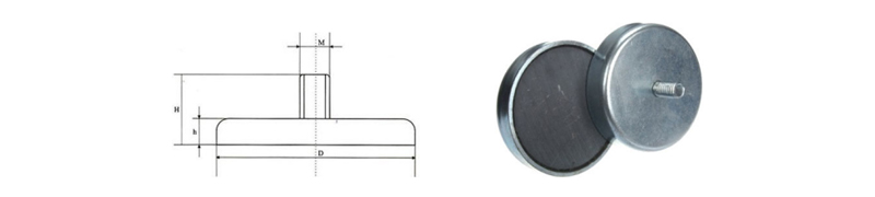 Ferrite Cup Magnets With External Threaded Stud